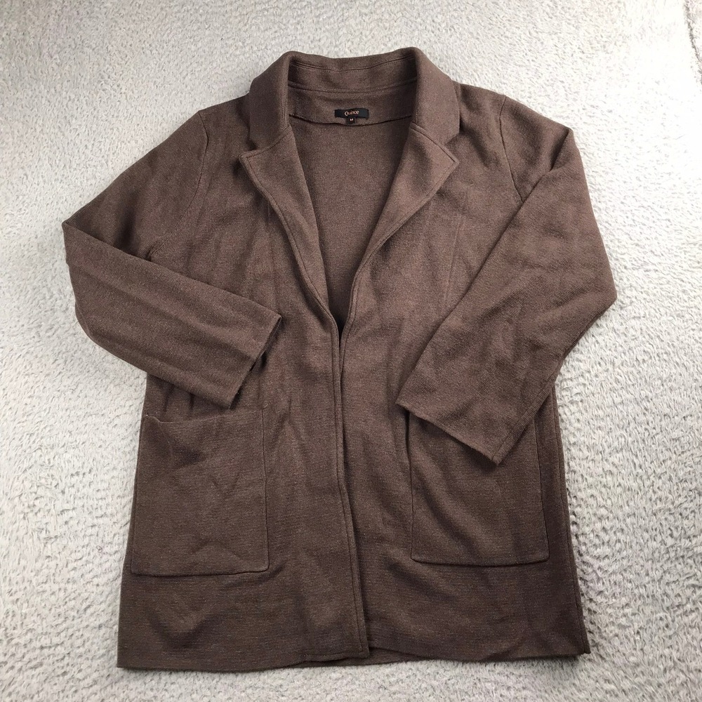 Quince Knit Blazer Women M Brown 100% Organic Cotton Lightweight Cardigan Jacket